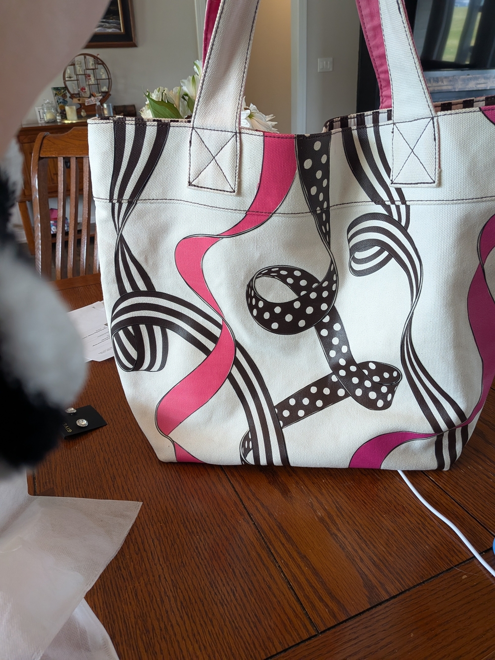 henri bendel Rare  Cream Canvas Tote BBW 2014